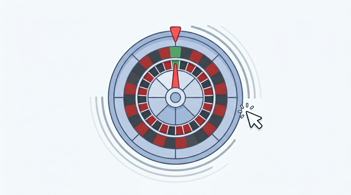 クリックでルーレットが回り、だんだん減速して止まる様子（イメージ）